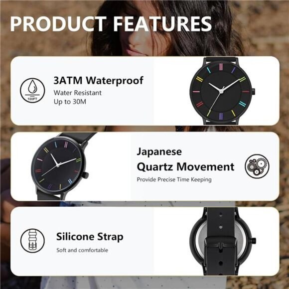 Rainbow Watch Silicone Band Sport Waterproof Wrist Watch main image 4